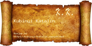 Kubinyi Katalin névjegykártya